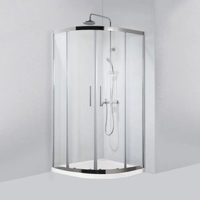 Karag Inox 200 Καμπίνα Ντουζιέρας Ημικυκλική με διάφανο κρύσταλλο &amp; Ανοιγόμενη Πόρτα 80x80x190cm Χρωμέ