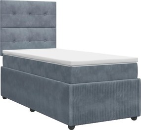 vidaXL Κρεβάτι box spring με στρώμα Σκούρο Γκρι Μονό Βελούδο