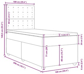 Κρεβάτι Boxspring με Στρώμα Κρεμ 100 x 200 εκ. Υφασμάτινο - Κρεμ