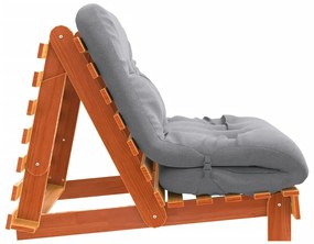 Καναπές Κρεβάτι Futon με Στρώμα 100x206x11εκ. Μασίφ Ξύλο Πεύκου - Καφέ