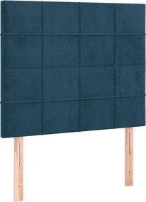 vidaXL Κρεβάτι Boxspring με Στρώμα Σκούρο Μπλε 100x200 εκ. Βελούδινο