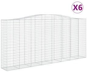 vidaXL Συρματοκιβώτια Τοξωτά 6 τεμ. 400x50x180/200 εκ. Γαλβαν. Ατσάλι