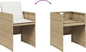vidaXL Σετ Τραπεζαρίας Κήπου 5 τεμ. Μπεζ Συνθετικό Ρατάν με Μαξιλάρι