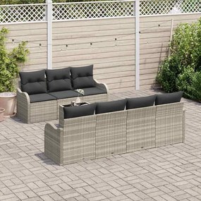 vidaXL Σετ Καναπέ Κήπου 8 pcs Ανοιχτό γκρι 55 x 55 x 37 εκ Πολυ ράταν