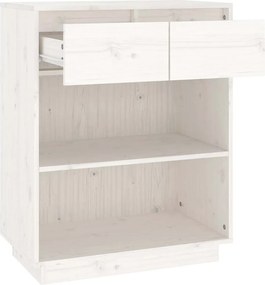 vidaXL Ντουλάπι Κονσόλα Λευκό 60 x 34 x 75 εκ. από Μασίφ Ξύλο Πεύκου