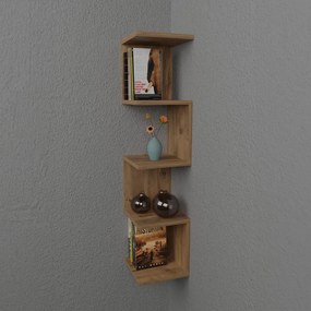 Ραφιέρα τοίχου Zigzag pakoworld oak μελαμίνης 25x25x109εκ