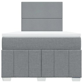 vidaXL Κρεβάτι Boxspring με Στρώμα Ανοιχτό Γκρι 120x200 εκ. Υφασμάτινο