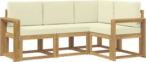 vidaXL Σειρά Καναπέ Εξωτερικού με μαξιλάρι 4 pcs Λευκό και Κρεμ