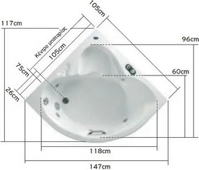Acrilan Mykonos - Γωνιακή Μπανιέρα  105 x 105 εκ. - Ακρυλικό