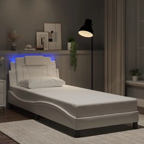 vidaXL Πλαίσιο Κρεβατιού Viana με LED Χωρίς Στρώμα Λευκό 90x190 εκ.