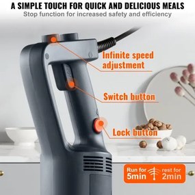 VEVOR Commercial Immersion Blender Heavy Duty Hand Mixer 500W Variable Speed
