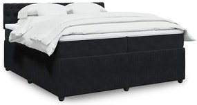 vidaXL Κρεβάτι Boxspring με Στρώμα Μαύρο 200x200 εκ. Βελούδινο