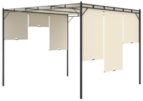 vidaXL Κιόσκι Κήπου Κρεμ 3 x 3 x 2,25 μ. με Πλαϊνή Κουρτίνα