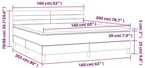 vidaXL Κρεβάτι Boxspring με Στρώμα Σκούρο Καφέ 160x200 εκ Υφασμάτινο