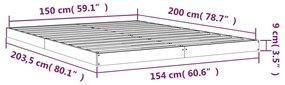 Πλαίσιο Κρεβατιού 150 x 200 εκ. Μασίφ Ξύλο Πεύκου King Size - Καφέ