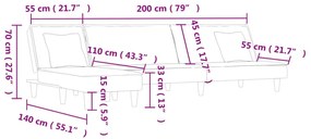 Καναπές Κρεβάτι Γωνιακός Μπλε 255 x 140 x 70 εκ. Βελούδινος - Μπλε