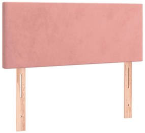 vidaXL Κρεβάτι Boxspring με Στρώμα &amp; LED Ροζ 120x200 εκ. Βελούδινο