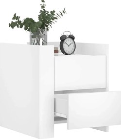 vidaXL Κομοδίνο Λευκό 45x50x50 εκ. από Επεξεργασμένο Ξύλο