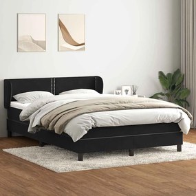 vidaXL Κρεβάτι Boxspring με Στρώμα Μαύρο 1140x210 εκ. Βελούδινο