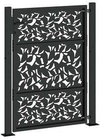 vidaXL Πύλη κήπου Μαύρη 105x130 cm Σχεδιασμός φύλλων χάλυβα