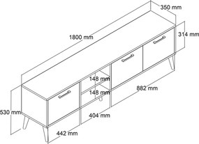 Έπιπλο Τηλεόρασης Δρυς DRACLA 180x35x53