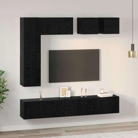 vidaXL Σετ επίπλου τηλεόρασης 8 pcs Μαύρη Οξυά Επεξεργασμένο ξύλο