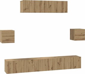 vidaXL Σετ επίπλου τηλεόρασης 7 pcs Artisan Oak Επεξεργασμένο ξύλο