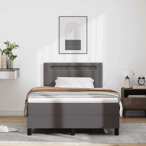 vidaXL Κρεβάτι με ελατήρια με στρώμα Γκρι 120 x 200 cm Τεχνητό δέρμα