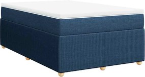 vidaXL Κρεβάτι Boxspring με Στρώμα Μπλε 120x200 εκ. Υφασμάτινο