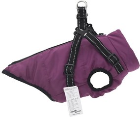 vidaXL παλτό σκύλου με ιμάντα αδιάβροχο αντανακλαστικό μοβ L24