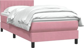 vidaXL Box Spring κρεβάτι με στρώμα ροζ 90x210 εκ. Βελούδινο