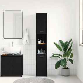 vidaXL Ντουλάπι Μπάνιου Μαύρο Δρυς 30x30x183,5 εκ. από Τεχνητό Ξύλο