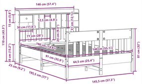 Σκελετός Κρεβατιού Χωρίς Στρώμα Καφέ 140x190 Μασίφ Ξύλο Πεύκου - Καφέ