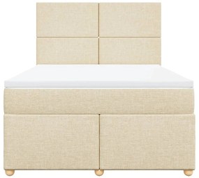 vidaXL Κρεβάτι Boxspring με Στρώμα Κρεμ 140x190 εκ. Υφασμάτινο