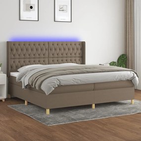 ΚΡΕΒΑΤΙ BOXSPRING ΜΕ ΣΤΡΩΜΑ &amp; LED TAUPE 200X200 ΕΚ. ΥΦΑΣΜΑΤΙΝΟ 3139145