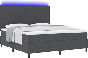 vidaXL LED Κρεβάτι με βάθρο Σκούρο Γκρι και Λευκό 180 x 200 cm