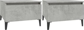 vidaXL Τραπέζια Βοηθητικά 2 τεμ. Γκρι Σκυροδ. 50x46x35 εκ. Επεξ. Ξύλο