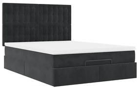 vidaXL Οθωμανικό κρεβάτι με στρώματα Μαύρο 140x190cm Βελούδο