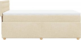 vidaXL Κρεβάτι Boxspring με Στρώμα Κρεμ 90x200 εκ.Υφασμάτινο