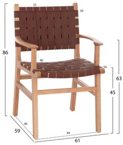 Καρέκλα Πολυθρόνα FELIPE με PU Καφέ &amp; ΤΟΟΝ Ξύλο 61x59x86Yεκ. 61x59x86 εκ.