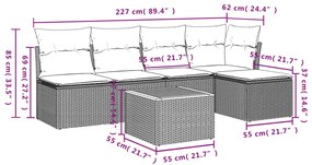 vidaXL Καναπές Κήπου 6 Τεμαχίων Μαύρο από Συνθετικό Ρατάν με Μαξιλάρια