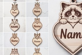 Σετ των 3 Intra απο ξύλο plywood 3mm-4mm πάχος Keychain Cat Breeds Δίασταση 6x6 cm INTRAFABR-122315615