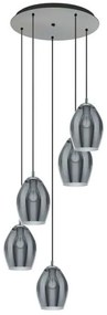 Φωτιστικό Οροφής 39567 Estanys E27/5 Nickel-Clear Eglo Metal, Glass