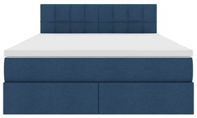 vidaXL LED Κρεβάτι αποθήκευσης με στρώμα Μπλε 140 x 200 cm Ύφασμα
