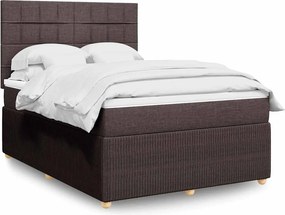 vidaXL Κρεβάτι Boxspring με Στρώμα Σκούρο Καφέ 160x200 εκ Υφασμάτινο