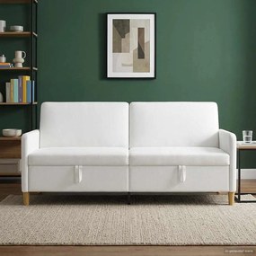 vidaXL Καναπές με Αποθήκευση Λευκό 192 x 78 x 87 εκ. Πολυεστέρας