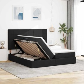 vidaXL LED Κρεβάτι αποθήκευσης με στρώμα Μαύρο 180 x 200 cm Ύφασμα