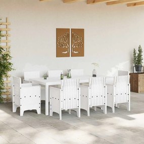 vidaXL Σέτ φαγητού για κήπο 9 pcs Λευκό Rattan Polt