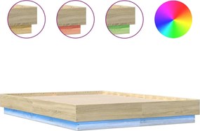 vidaXL Πλαίσιο Κρεβατιού με LED Sonoma Δρυς 120x190 εκ.