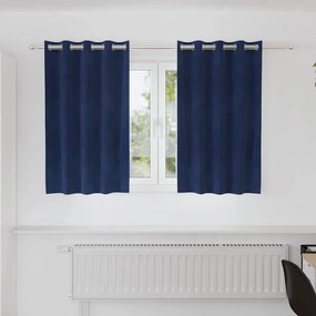 vidaXL Κουρτίνες με κουρτίνες 2 pcs Σκούρο Μπλε 140 x 140 cm Βελούδο